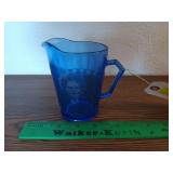 Cobalt blue glass pitcher Shirley Temple 4" tall