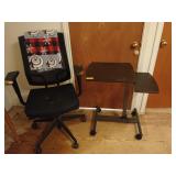 Rolling adjustable table and office chair