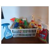 Plastic crate of asst cleaners