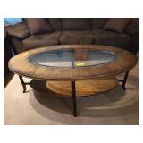 Oval coffee table w/ barley twist legs & beveled