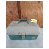 Plano tackle box with contents, 9x18x9 in.