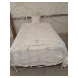 Full size wrought iron bed with mattress and box