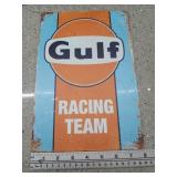 Metal Gulf sign 12x8
