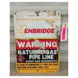 Metal Enbridge natural gas pipeline sign 14x10