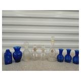 Asst glassware, cobalt blue glass