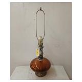 Amber Glass lamp, no shade, untested, 32x11 in