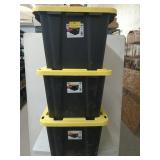 Three count of 27 gallon tough totes