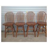 4 Oak swivel bar stools 24" seat height
