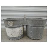 Galvanized double pail w/ handle 9 x 9.5