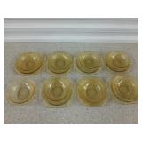 Lovely yellow glass: 7 ct 6" plates, 8 ct 5" bowls