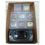 Sega game gear console and 8 games including