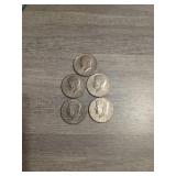 5 Kennedy half dollars 1971, 73, 78, 93, 93