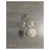 5 Kennedy halves 1971, 73, 74, 84, 97