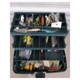 Plano 3 tray plastic tackle box full of assorted