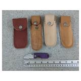 4 leather knife holsters, small keychain knife