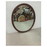 Oval mirror in oak frame, 32x26