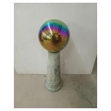Beautiful gazing ball with concrete base 33 in