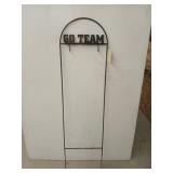 Go team metal yard art, with planter hooks,