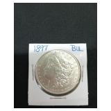 1897 brilliant uncirculated Morgan silver dollar