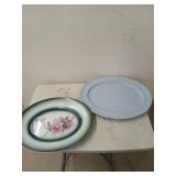 Set of two lovely platters, blue is 19x13 in