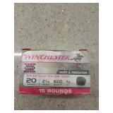 15 rds 20 ga 2 3/4" 3/4 oz shells