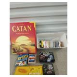Catan game, phase 10, other card games, decks of