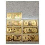 Set of 24k gold bills