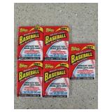 5 packs Topps 1991 baseball cards, unopened