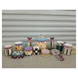 12 pcs asst ceramic items: cookie jar, candle