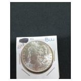 1883 O brilliant uncirculated Morgan silver dollar
