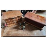 2 jewelry boxes vintage and vintage brass bird