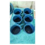 Vintage blue speckle enamel coffee cups set of 6