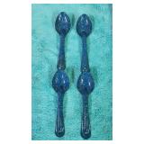 Vintage blue speckle enamelware spoons set of 4