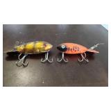2 vintage crankbait fishing lures as pictured