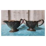 silver antique creamer and sugar set ornate h