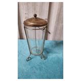 Hazel Atlas Glass ice bucket with lid and