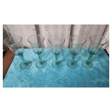 set ofn5 made in Mexico hand blown green glass