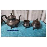 Reed and Barton Silver teapot and sugar bowl and