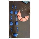 Vintage orange chunky necklace/choker and v