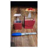 lot of 2 etched glass trees in original boxes 1