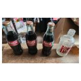 1990s coca cola glass bottle sodas with lids and