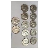 1980 kennedy half dollar coins lot of 12 total a