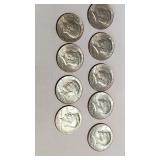 lot of 9 kennedy half dollar coins 1985 as