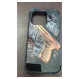 L- Brand new iPhone 13 cellphone golden gun case