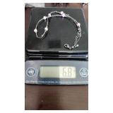 sterling silver 6.7 grams necklace with pink beads