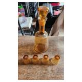 vintage amber Italian decanter set complete!!!