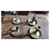 set of 4 brass old school old times candlesticks