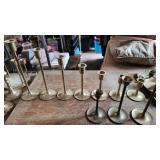 lot of solid brass tiered candle sticks vintage