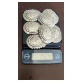 142.4 grams sterling silver conchos 7 in total