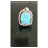 12.9 grams antique sterling silver and turquoise